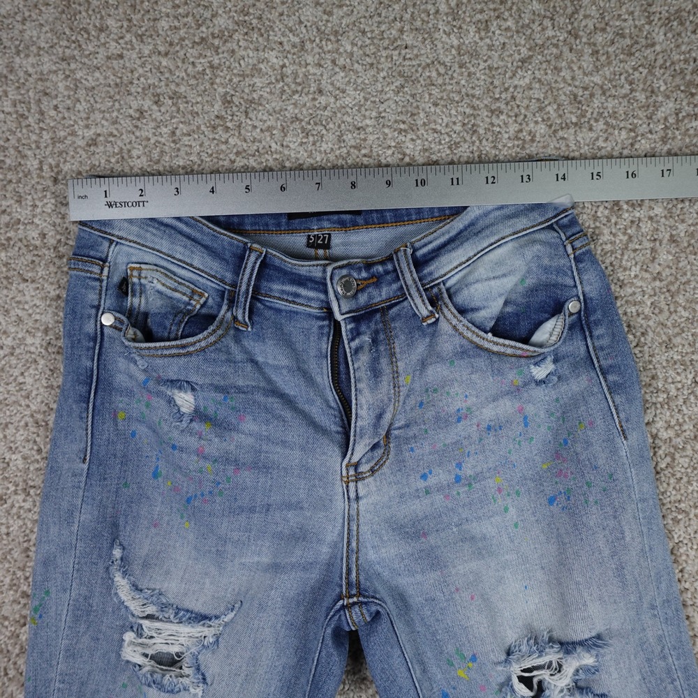 Judy Blue Boyfriend Fit Jeans Women's Size 5/27 Distressed Paint Splatter - Picture 7 of 10